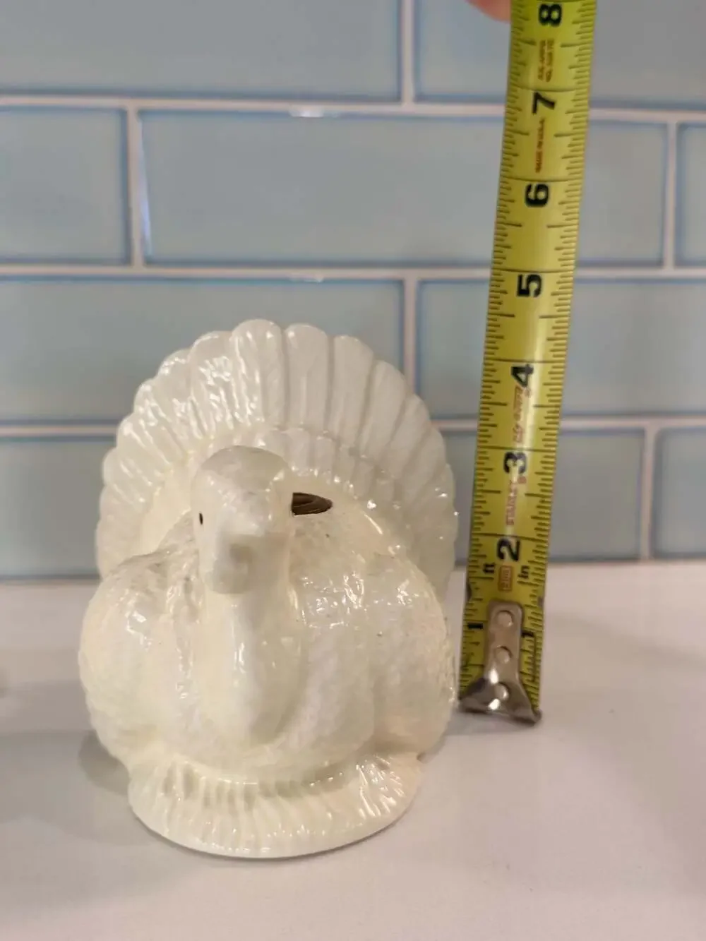 Pair of Vintage Cream Ceramic Thanksgiving Turkey Taper Candle Holders